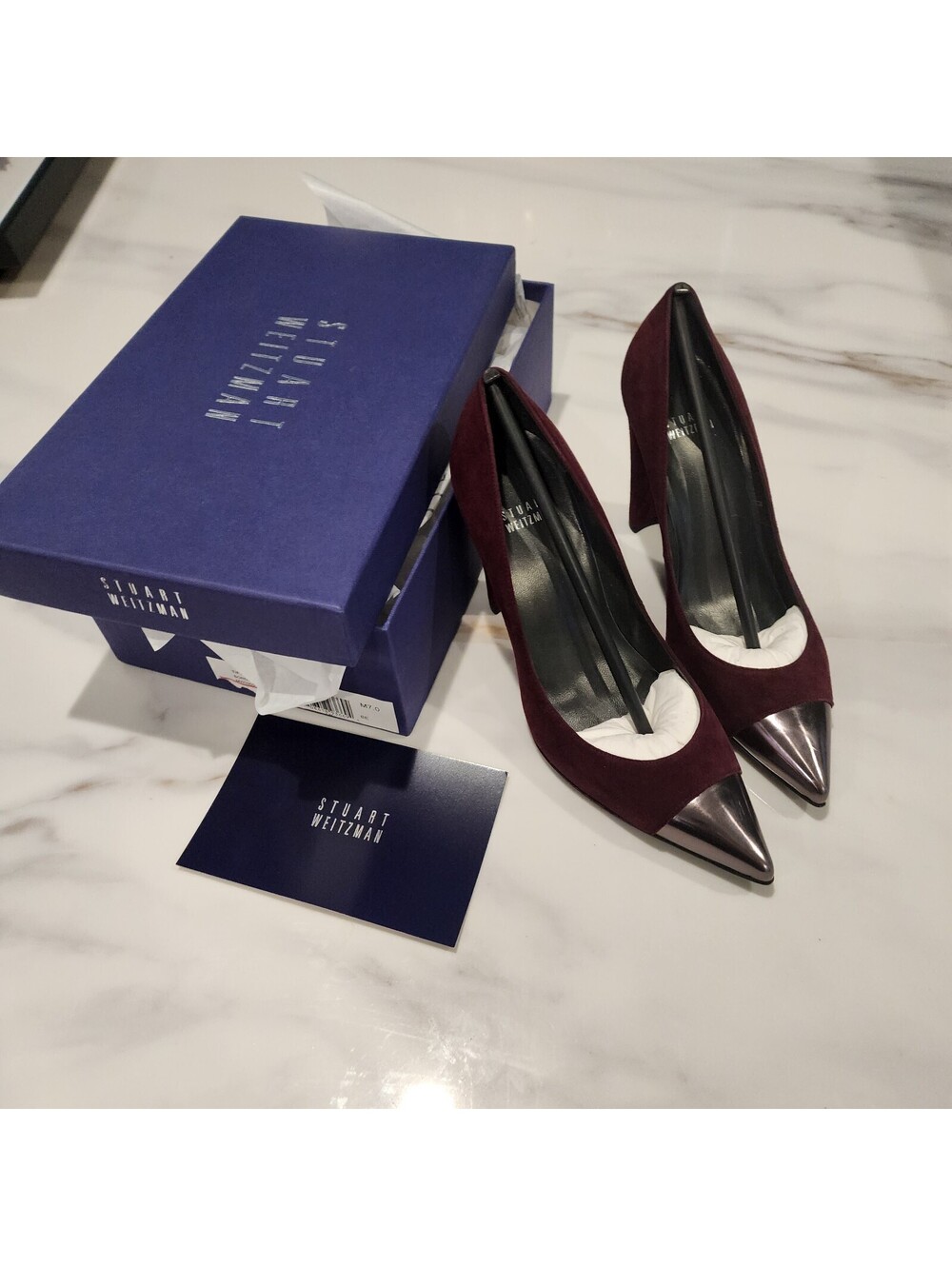 Stuart Weitzman Tipnaughty heels 7.5 Bordeaux suede new